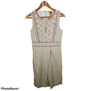 Tory Burch Linen Embroidered Safari Shift Dress 4